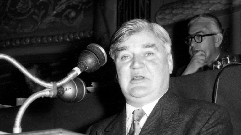 Aneurin Bevan at the 55th annual Labour Party Conference in Blackpool in 1956. Pic: PA