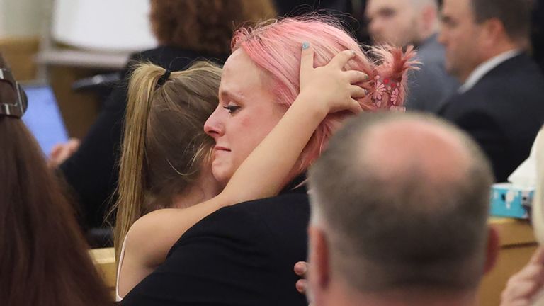 Athena's mother Maitlyn Gandy reacts after the jury sentenced Horner to death. Pic: AP