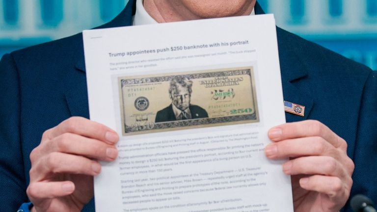 A mock up of the $250 bill's design. Pic: Reuters