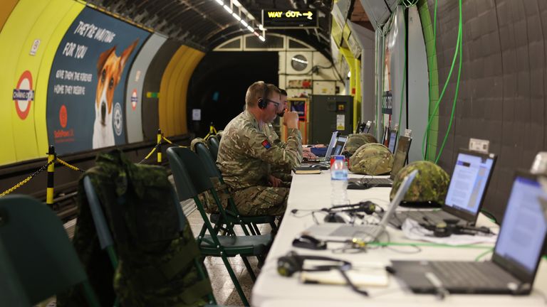 A multi-national command post has been deployed at Charing Cross underground station. Pic: MoD