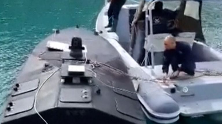 Footage of the vessel being towed away. Pic: IOANNIS KOLYVAS
