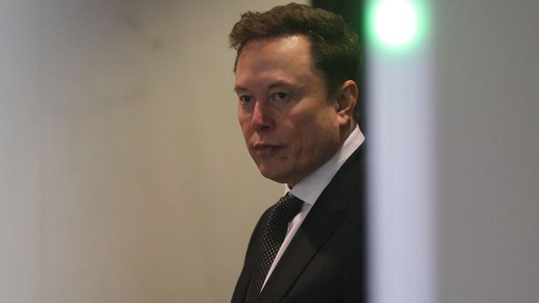 Elon Musk pictured previously attending the trial in Oakland. Pic: Reuters