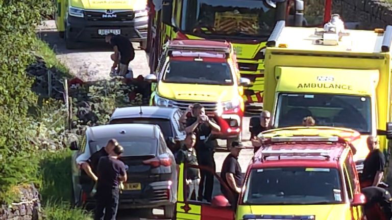 Emergency services at Leadbeater Dam in Halifax. Pic: YappApp