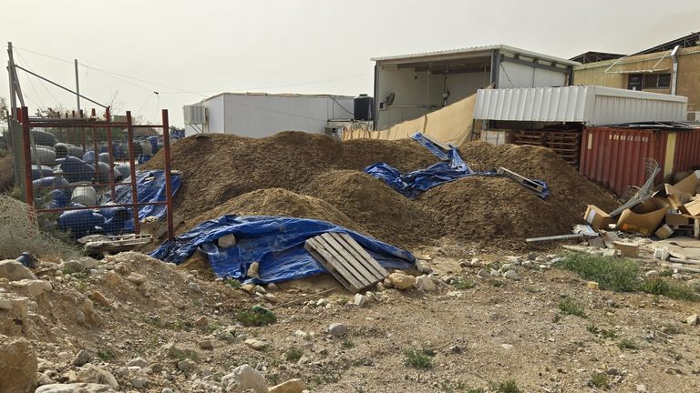 Mounds of earth, which the AFSC believe is Dead Sea mud of the kind used in Ahava products. Pic: AFSC