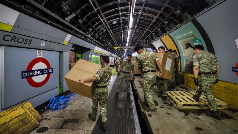 Troops in Charing Cross. Pic: MoD