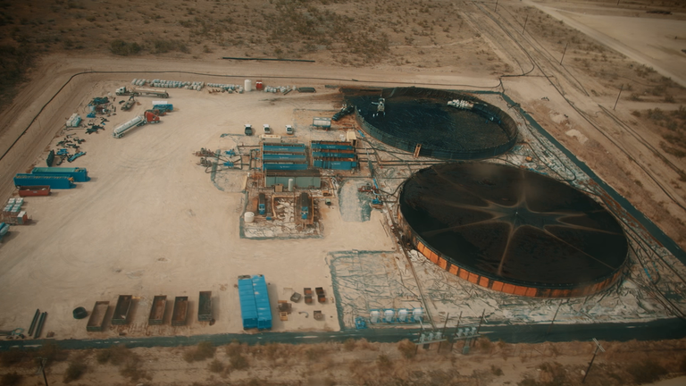 Oil tanks viewed from a helicopter