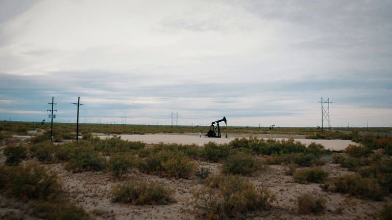 An oil pump jack in the Permian Basin