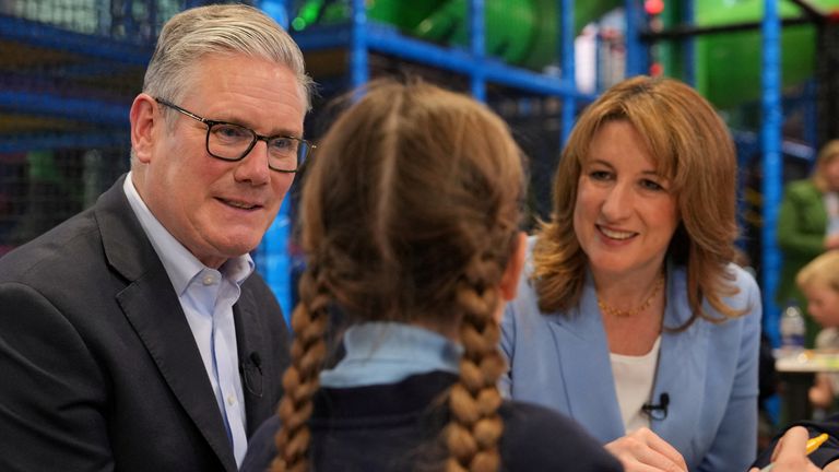 Sir Keir Starmer and Rachel Reeves at a children’s activity centre in Essex. Pic: PA