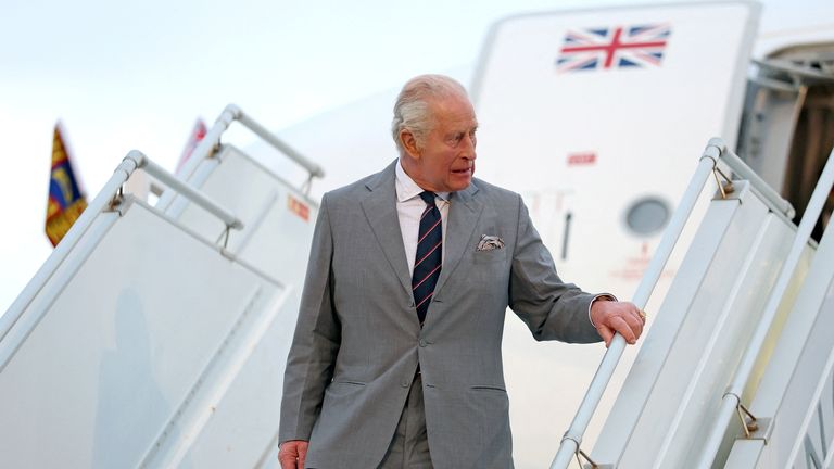 The King arriving in Bermuda following his US state visit. Pic: Reuters