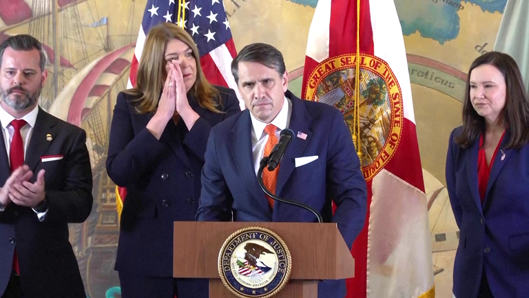 Todd Blanche, acting US attorney general, confirming charges against Raul Castro. Pic: AP