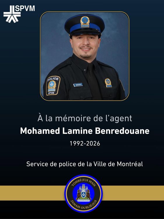 Tribute to Constable Mohamed Lamine Benredouan. Pic: Service de police de la Ville de Montréal 