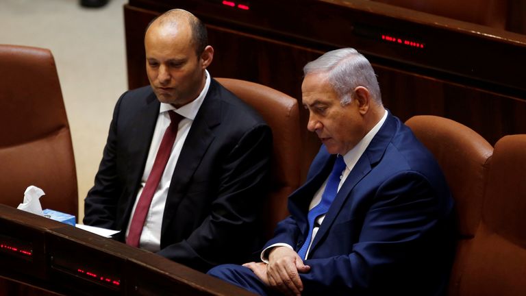 (L-R) Naftali Bennett and Benjamin Netanyahu in 2019. Pic: Reuters