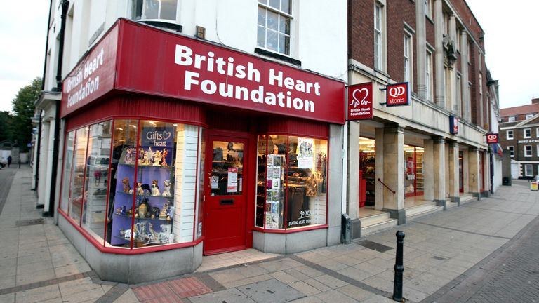 The British Heart Foundation shop in Wisbech, Cambridgeshire. Pic: PA