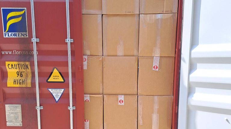 A record-breaking 12-tonne haul of cannabis was seized on May 6. Handout pic: Home Office