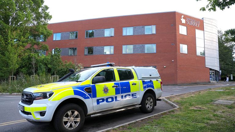 The shooting took place at the University of Surrey's Manor Park Student Village in Guildford. Pic: PA