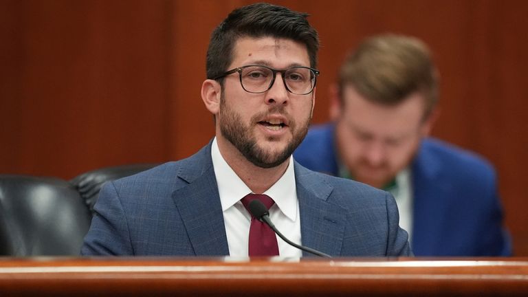 Florida Attorney General James Uthmeier in Tallahassee, March 2025. Pic: AP/ Rebecca Blackwell