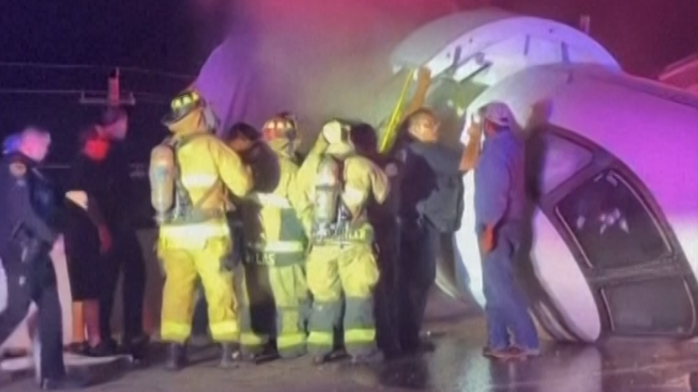 Rescue teams managed to extinguish the flames. Pic: Zayra Garza/AP