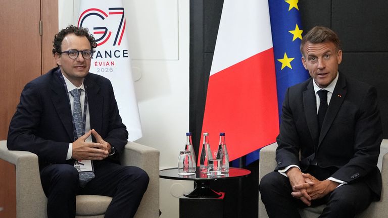 Amodei held talks with Emmanuel Macron. Pic: Reuters