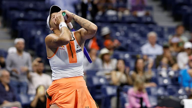 Vondrousova celebrates after match point at the 2025 US Open. Pic: Reuters