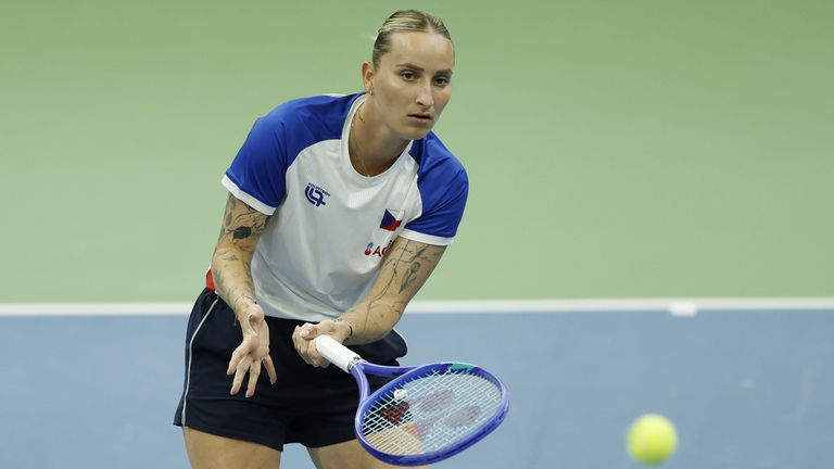 Vondrousova at a training session in April. Pic: AP