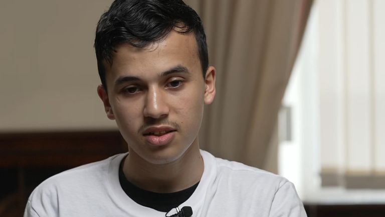 Obaida was injured when a bomb hit his tent and now uses a wheelchair
