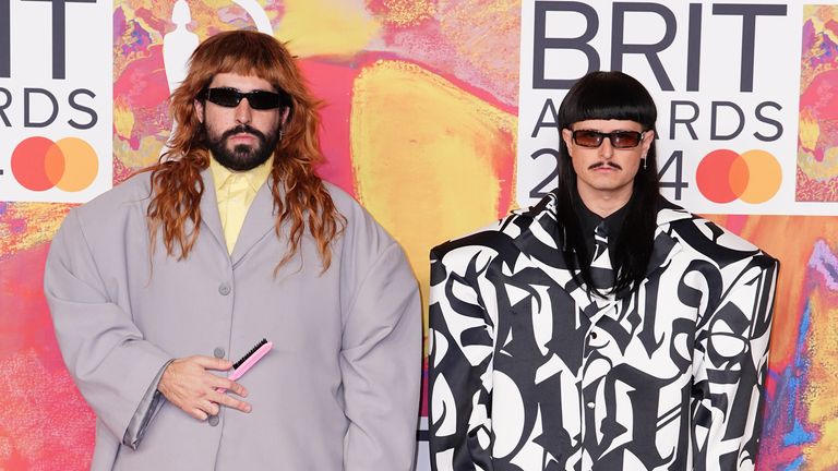 Robin Schulz (left) and Oliver Tree at the 2024 Brit Awards. Pic: PA
