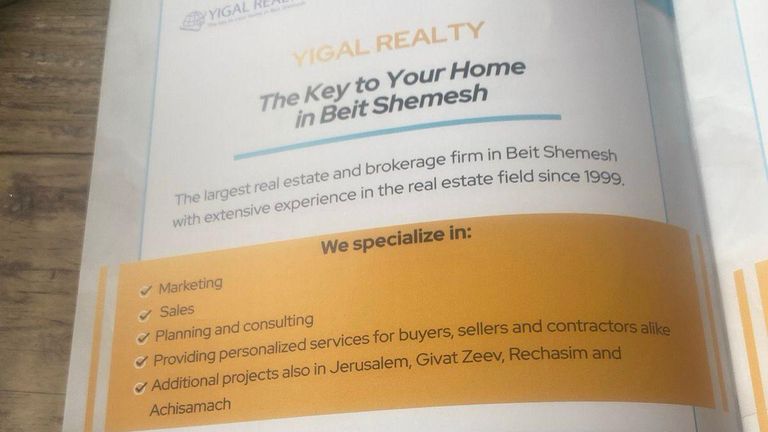 The brochures appeared to be selling homes in the illegal settlement areas of East Jerusalem.