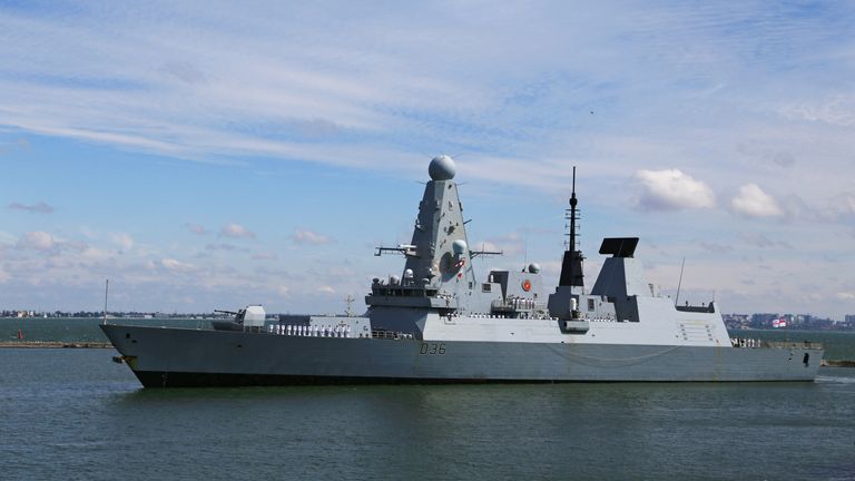 Royal Navy Type 45 destroyer HMS Defender, pictured in June 2021. Pic: Reuters
