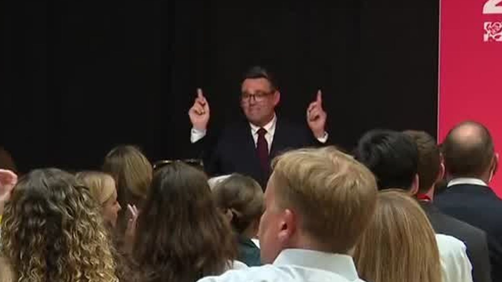 Burnham dances on stage after becoming Labour leader