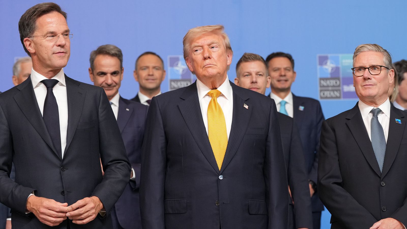 World leaders gather for NATO Summit 'family photo' | World News | Sky News