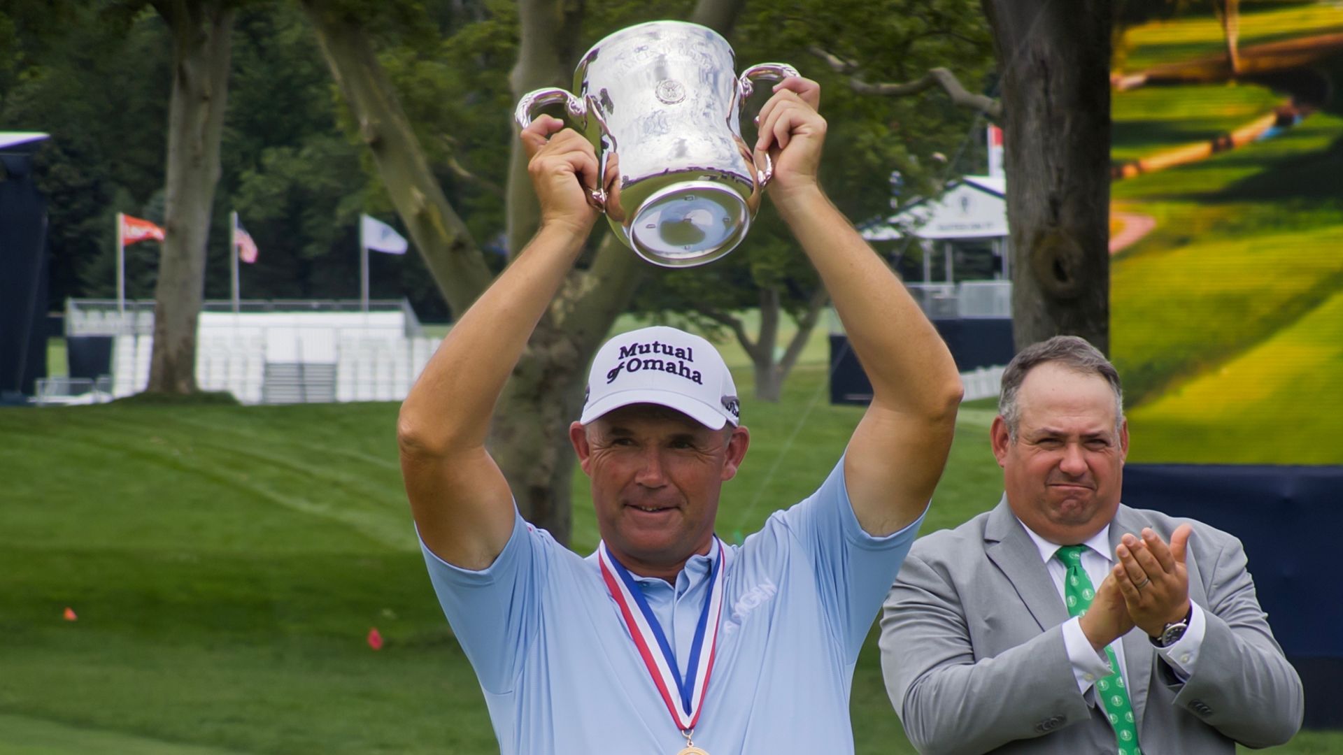 Harrington defends US Senior Open title with debutant Poulter fourth