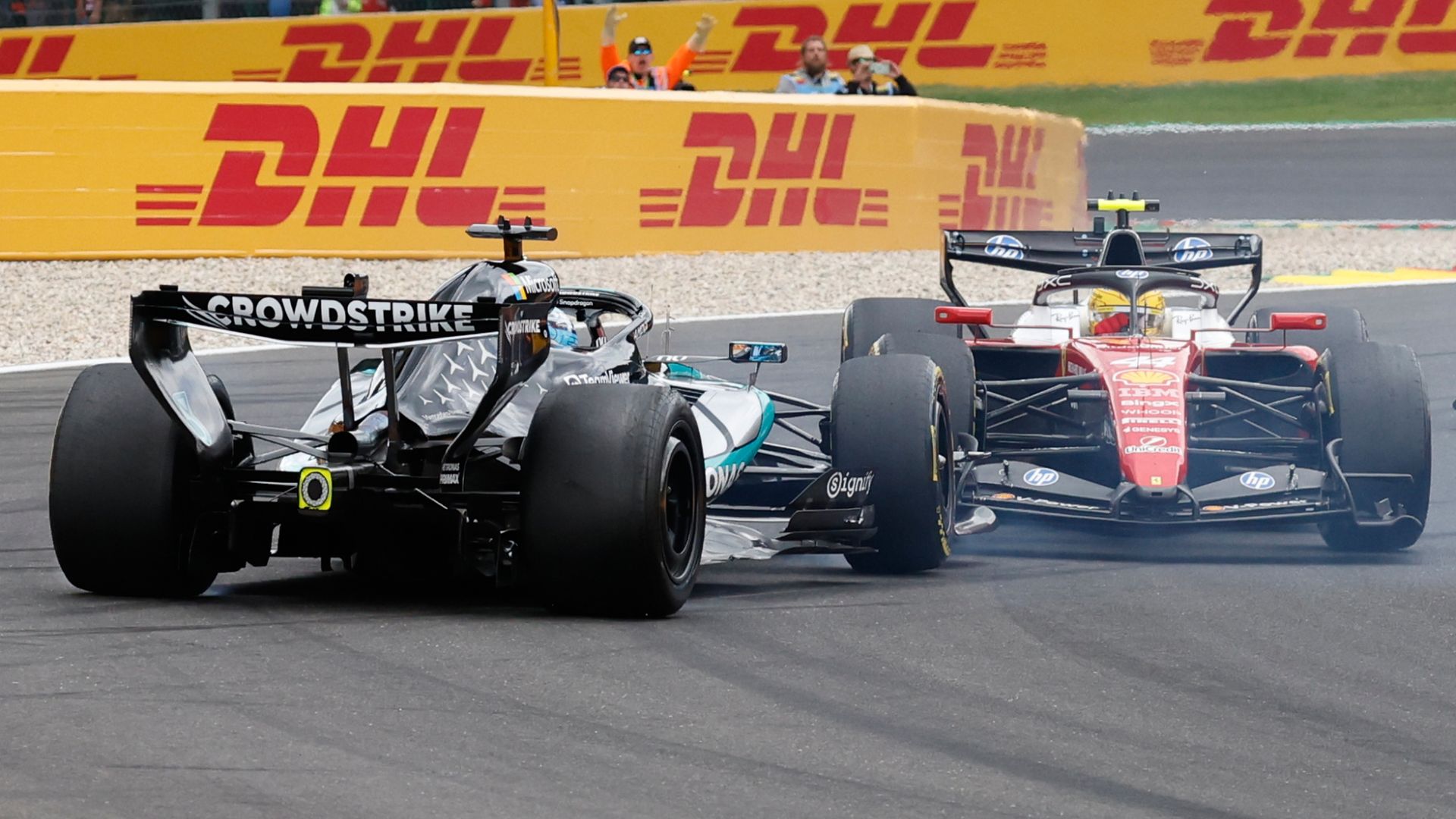 Russell blames Mercedes power issue for collision with Hamilton