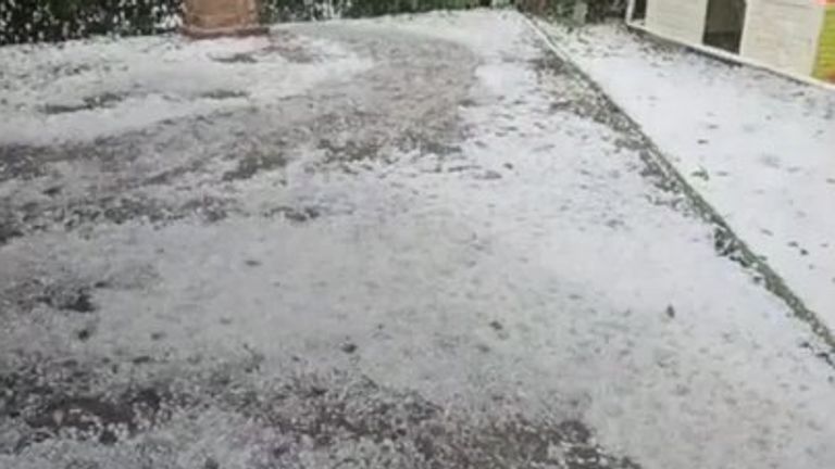 Greek town battered by hail in July | World News | Sky News