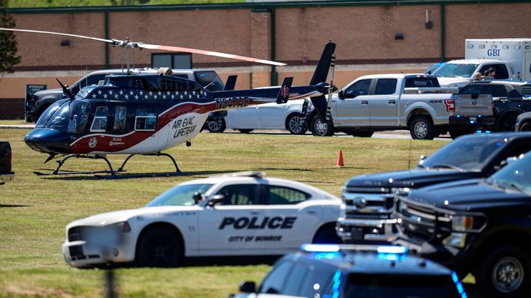 Police outside Apalachee High School after the shooting in September 2024. Pic: AP