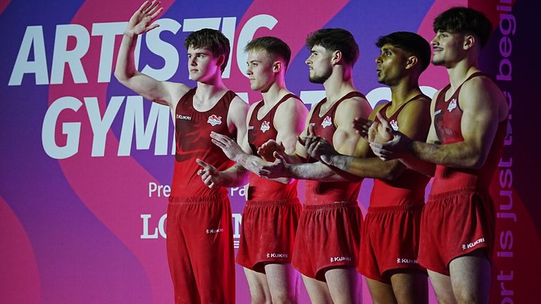 (From left) Alex Yolshin-Cash, Luke Whitehouse, Adam Tobin, Joshua Nathan and Gabriel Langton of England. Pic: PA