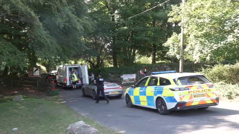 Police outside Ann Widdecombe's house in Dartmoor. Pic: PA