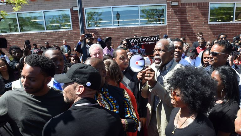 Glover, centre right, became known for his campaigning.  Pic: AP