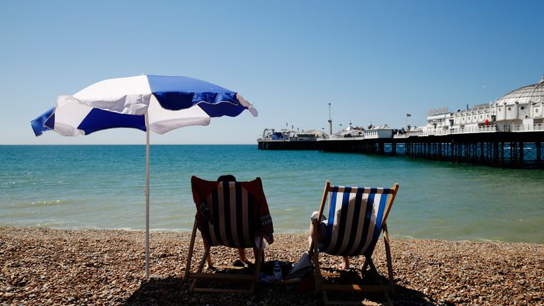 Brighton beach during the June heatwave. Pic: Reuters