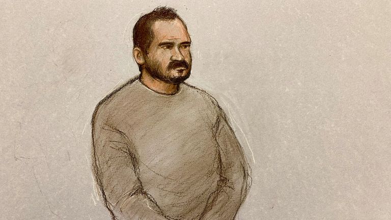 Court artist sketch of Joshua Kerry. Pic: Elizabeth Cook/PA