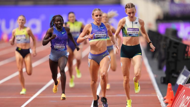 Keely Hodgkinson won the women's 800m. Pic: PA