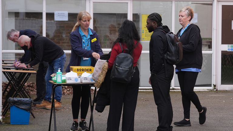 Queues for vaccines and antibiotics at the University of Kent in March. Pic: PA