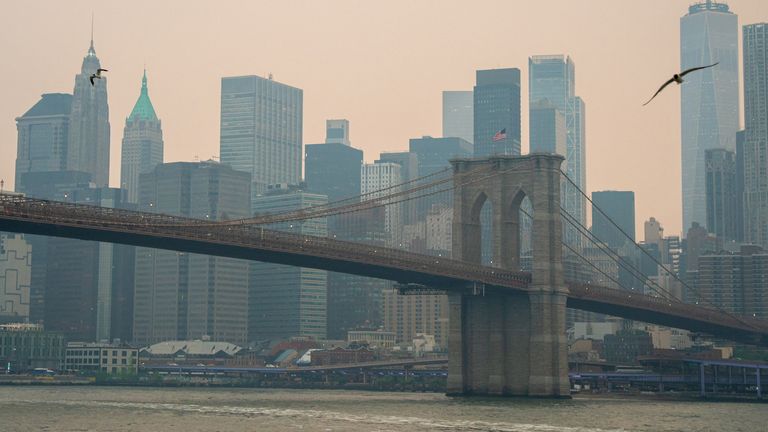 Wildfire smoke over New York City. Pic: Reuters 