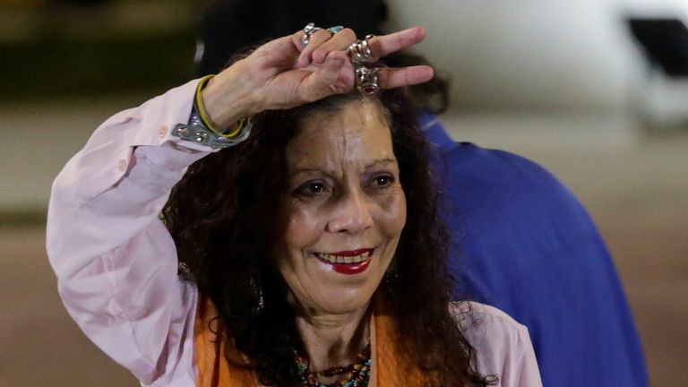 Rosario Murillo, pictured gesturing to supporters in 2018. File pic: Reuters