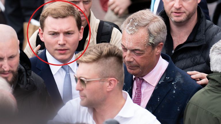 Farage with Cottrell during the 2024 election. Pic: PA qhxidiqxkiqthinv