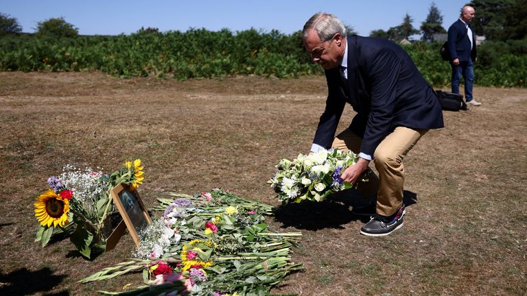 Nigel Farage lays flowers at Dartmoor National Park near Ann Widdecombe's home