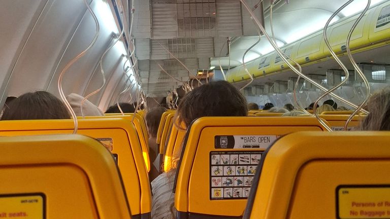 Oxygen masks dropped from the ceiling. Pic: Despoina Papapavlou/Reuters