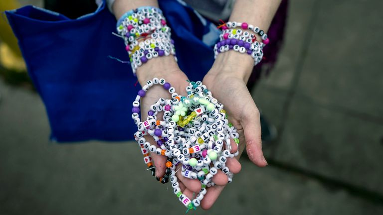 Friendship bracelets were huge for Swifties going to the Eras tour. Pic: Ethan Cairns/ The Canadian Press via AP
