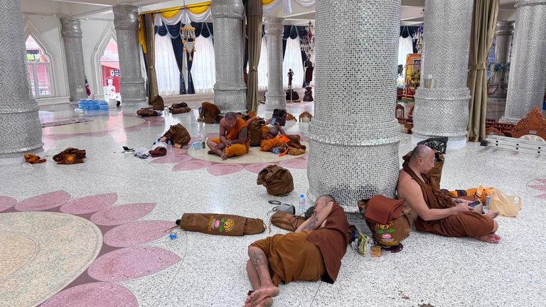 Monks who suffered minor injuries in the crash. Pic: AP