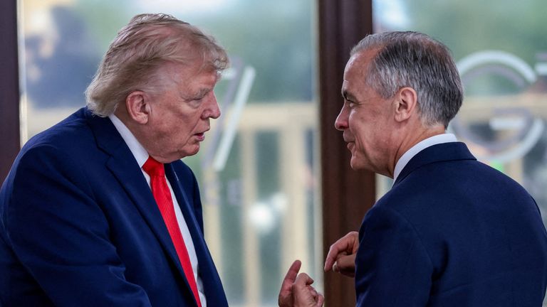 Canadian PM Mark Carney (right) has been tough in his dealings with Trump. Pic: Reuters