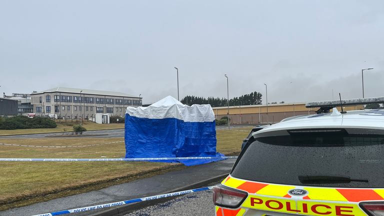Police at the scene at Elliot Industrial Estate